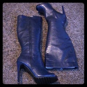 Midnight blue Peep toe boot